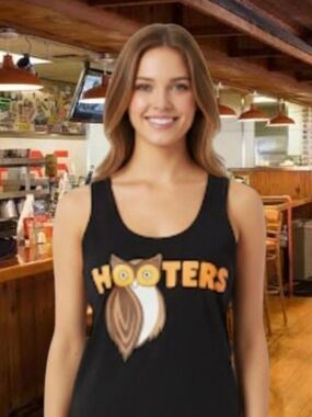 Hooters Black Logo Tank Top - Owl Graphic